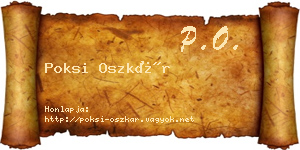 Poksi Oszkár névjegykártya
